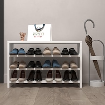 Kenzlife Ayakkabılık Mısri Mat Beyaz Suntalam 050 080 20 Oniki Çift Ayakkabı Kapasitesi Arkalıksız Beyaz