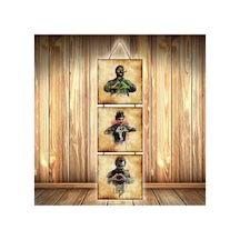 Che Charlie Joker Tasarımlı Üçlü Retro Ahşap Poster Ü393 Çok Renkli - 743296943 Çok Renkli