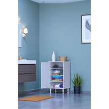 Eliusta Nirat 50 Cm 4 Bölmeli Beyaz Banyo Mutfak Dolabı 3 Raflı Kapaklı Çok Amaçlı Dolap 50x75x32,5 Cm Beyaz