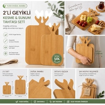 2 Adet Geyikli Bambu Kesme Tahtası