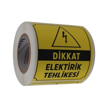 Lexroo Dikkat Elektirik Tehlikesi Etiketi 70mm X 80mm Ruloda 250 Adet Çok Renkli