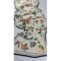 Miorel Scarfs Yeni Sezon Çiçek Desen Vual İpek Şal Fular Silk Scarfs Shawl Hijab Krem