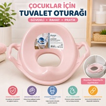 Ergonomik Kulplu Çocuk Klozet Adaptörü Kaymaz Ve Konforlu Tuvalet Oturağı Pembe