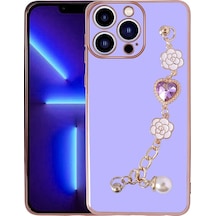Apple Uyumlu iPhone 14 Pro Kılıf Çiçek Desenli Askılı Tutamaçlı Kamera Korumalı Kapak Taka