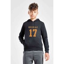 Tshirthane Riverdale 17 Baskılı Unisex Çocuk Kapüşonlu Siyah Sweatshirt Siyah