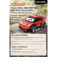 Power Bricks M38-b1071a 45 Parça Çek Bırak Yarış Arabası Kırmızı Speed Temalı Oyuncak Araba