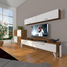Decoraktiv Ekoflex 6y Slm Retro Tv Ünitesi Tv Sehpası Ceviz - Beyaz