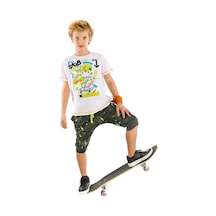 Denokids Mshb&g Kaykay Splash Erkek Çocuk T-shirt Kapri Takım Çok Renkli