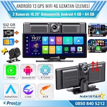Kayıtlı 2 Kameralı Android 13 Wıfı Gps 4g Uzaktan İzlemeli 4 Gb + 64 Gb Carplay 512 Gb Destekli Tak Kullan Kamera Seti
