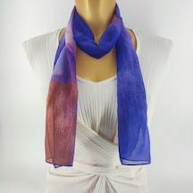 Tedz Collection Paredora Soft Çizgili Kahve Mavi Uzun Fular Çok Renkli