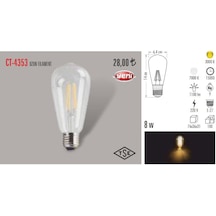 Cata Ct-4353 8w Rustik Led Ampul Uzun Flmanet 3200k Gün Işığı