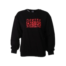 Trender Siyah Kadın Sweatshirt Flowers Siyah