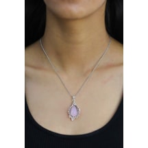 Pembe Kuvars Taşlı Zambak Model Telkari Gümüş Kolye (506089279)