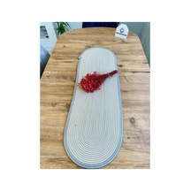 Jüt, Hasır, Dekoratif Masa Örtüsü, Runner 30x80 Cm, Amerikan Servis, Sehpa Örtüsü, Bohem Tarzı Krem Gri Krem Gri