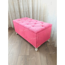 Pembe Lüks Sandıklı Kapitone Puf Açık