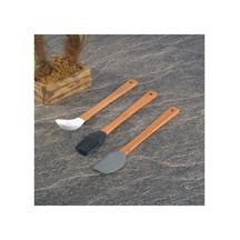 3'lü Silikon Spatula Seti Bambu Çok Renkli