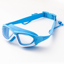 Çocukl Yumuşak Silikon Çerçeveli Yüzücü Gözlüğü Mavi