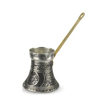 İşlemeli Eskitme Kalın Bakır Sütlük Cezve