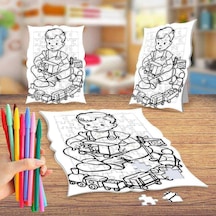 Trenle Oynayan Çocuk Boyama Puzzle Tablo Çocuk Eğitici Yapboz