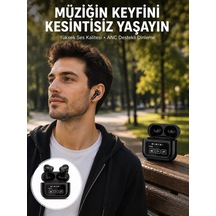 Kulak İçi Bluetooth Kulaklık Ekranlı Müzik Dinleme Çağrı Cevaplama Siyah Yeni Nesil Mh-hs1308-7213