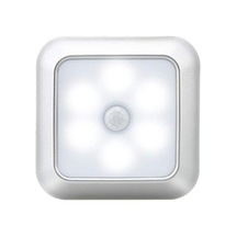 Cbtx Kare İnsan Kızılötesi Sensör Işığı Gece Lambası - Gümüş / Beyaz Işık
