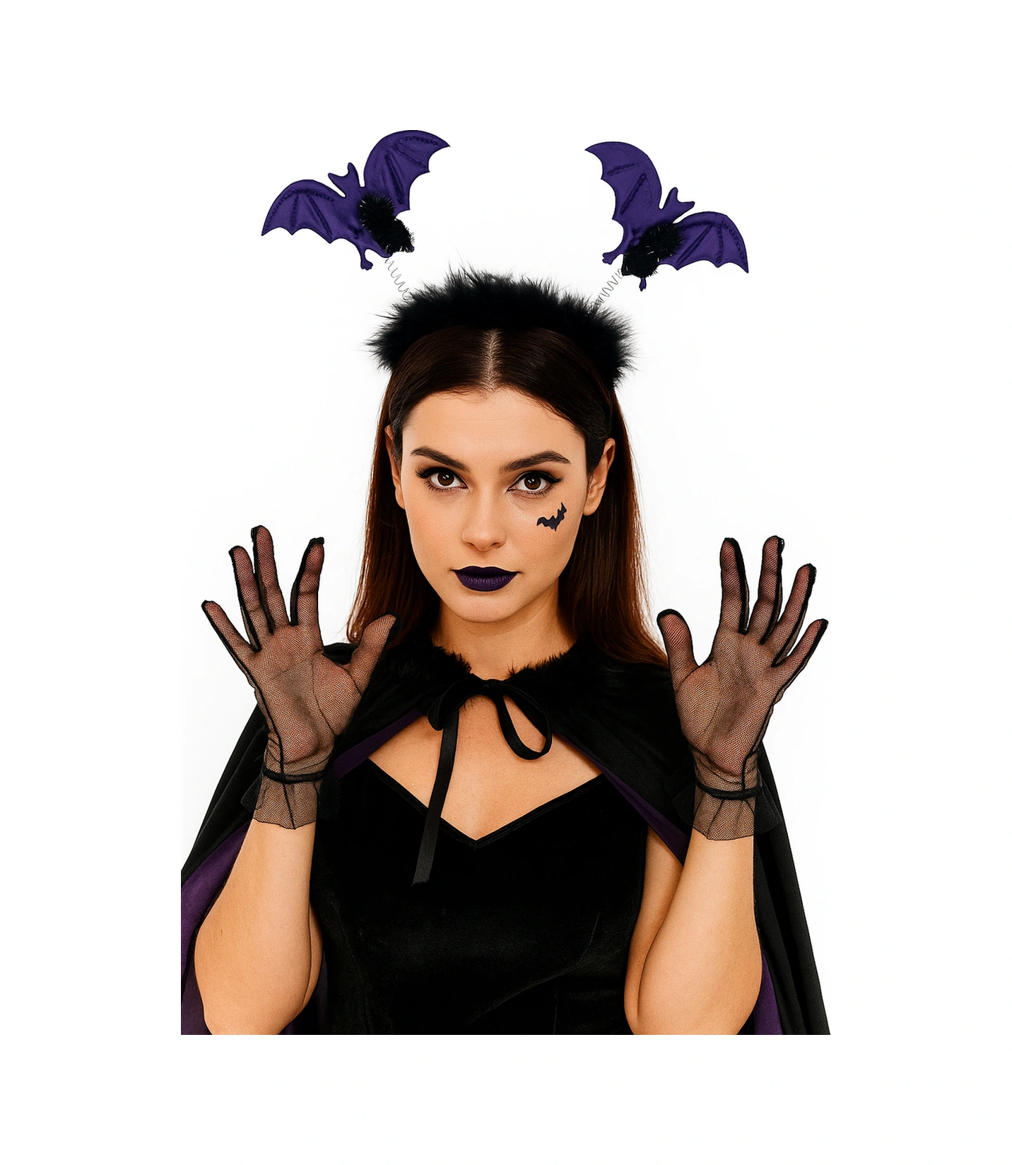 Halloween Cadılar Bayramı 2li Mor Yarasa Taç Tüylü Pari Aksesuarı Diğer