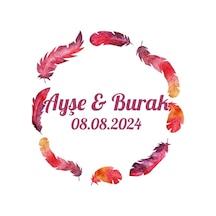Noel Temalı Meyveli Yuvarlak Etiket Kına Nişan Düğün 3x3 Cm Özel Etiket / 50 Adet Sticker Beyaz