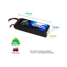 Leopard Power 4200 mAh 7.4V 2S 40C Lityum Polimer Lipo Batarya Pil T Plug