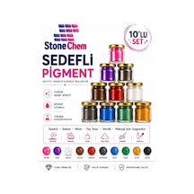 10’lu Sedefli Pigment Tozu Seti - Epoksi Reçine, Mum, Sabun, Taş Tozu, Vernik ve Makyaj İçin Yoğun Renk Efektli Pigment
