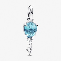 Nur Silver Mavi Murano Cam Balon Sallantılı Gümüş Charm - NUR-CM00385