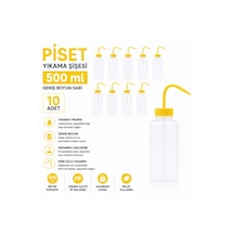 Piset 500 Ml - Yıkama Şişesi - Geniş Boyun Sarı 10 Adet