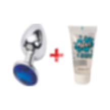 Truva Shop Pretty Love Metal Gümüş 7 CM Taşlı Anal Plug Tıpa +  50 ML Kayganlaştırıcı