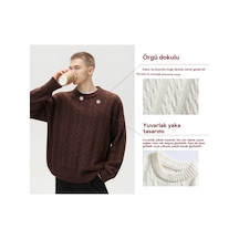 Erkekler İçin Dokulu Kablo Örgü Bisiklet Yaka Kazak Siyah