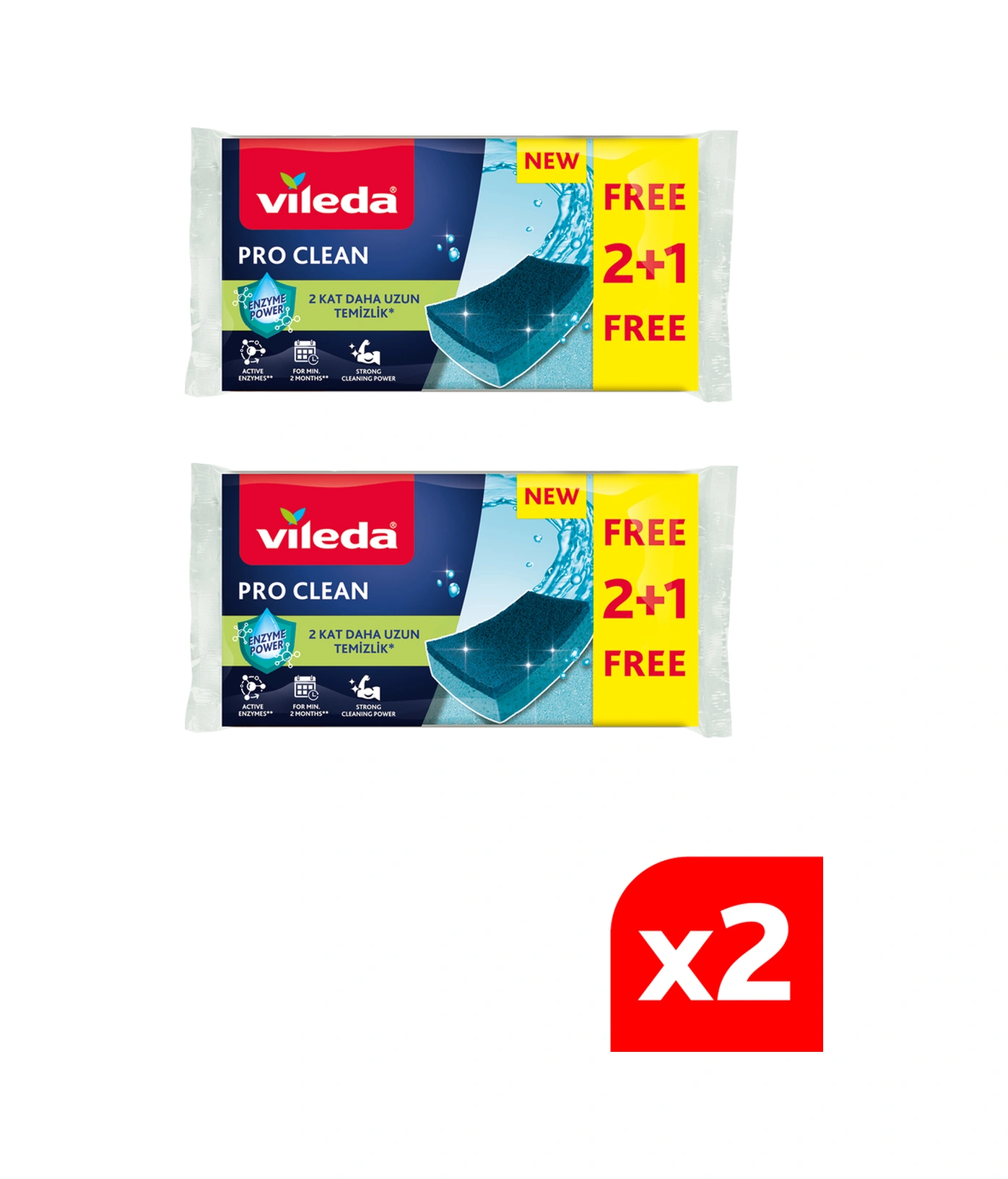 Vileda 2 Paket 3lü Pro Clean Düz Bulaşık Süngeri Vld0000000458