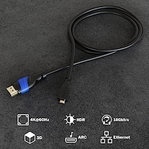 Micro-hdmı Kablosu 2m 4k 60hz, Çift Yönlü