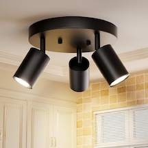 Riolight Modern8 Siyah Mutfak,salon,giyinme Odası,cafeler İçin Gün İşiğı Metal 3lü Spot Ampul Dahil 3'lü Beyaz