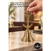 5 Adet El Çanı Pirinç Yapılı El Tipi Çan, Masa Ve Sunum İçin Kullanım, Brass Hand Bell