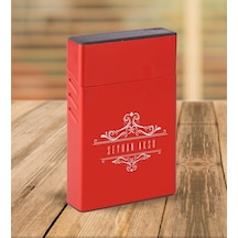 Bk Gift Kişiye Özel Kırmızı Slim Boy Metal Sigara Kutusu-8 Siyah