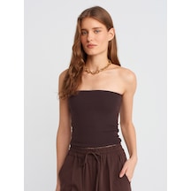 Dilvin 20659 Crop Top-koyu Kahve Koyu Kahve