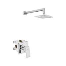 Eca Tiera Kare Ankastre Gömme Duş Bataryası Seti Tüm Parçalar Dahil Krom