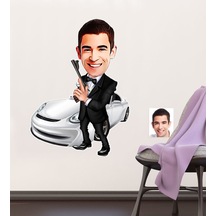 Kişiye Özel Bay Ajan Karikatürlü Duvar Sticker 50X70CM