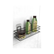 Buççin Online Mağaza Yapışkanlı Banyo Düzenleyici Banyo Rafı Şampuanlık Sabunluk Mat Siyah Metal Siyah Çok Renkli