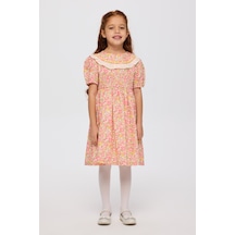 Panço Liberty Kumaş Çiçek Desenli Kız Çocuk Elbise 5621gk26006 Pembe