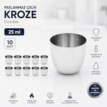 Paslanmaz Çelik Kroze 25 Ml - Crucible - 10 Adet