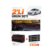 E-biz Peugeot Rcz 2010-2015 Uyumlu Torpido Örtüsü + Deri Bagaj Çantası - Siyah-kırmızı - Pe027