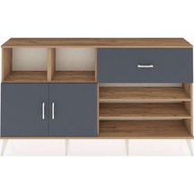 Arges Konsol 6 Raflı Tek Çekmeceli 2 Kapaklı 176x30x99 Çam-antrasit Antrasıt - Atlas Çam