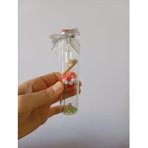Özel Tasarım Dekoratif Cam Dilek Şişesi 14 Cm Kırmızı