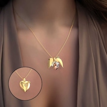 Işıklı Kutuda Kalbimin Sahibi Fotoğraflı Altın Kaplama Gümüş Kolye Gold