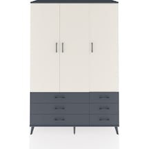 Hyperion Dolap 5 Raflı 6 Çekmeceli Tek Askılı 132x44x195 Antrasit-aytaşı/antrasit Aytası/antrasıt