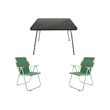 Bofigo 60X80 Granit Katlanır Masa + 2Li Katlanır Sandalye Yeşil